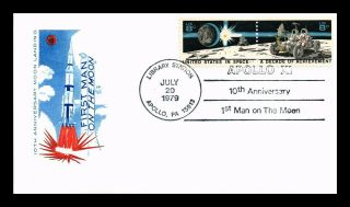 Dr Jim Stamps Us Apollo Xi Man On Moon Anniversary Cover Farnum 1979