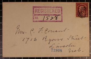 1921 Registered Cover 12 Cents Franklin Single Franking To Lincoln,  Ne