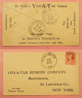 1902 Dpo 1898 - 1937 Scrabble Va Cancel To Veg - A - Tab Remedy Co Ny Advertising