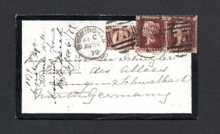 Penny Red Plate 217 Pair,  1/2d On 1879 Cover To Germany