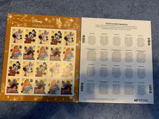 Usps Disney Postage Stamps The Art Of Disney Imagination 42 Cent Sheet Of 20