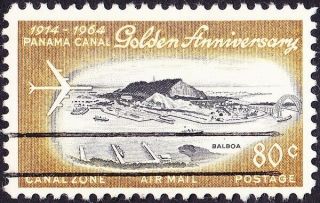Canal Zone - 1964 - 80 Cents Olive Bister & Black Jet Over Canal Zone Issue C41