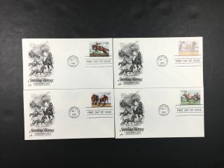 Us Fdc 1 May 1993 Artcraft Cachet Sporting Horses Set Of 4 Covers Louisville Ky