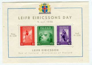 Iceland; 1938 Leifr Eiricssons Day Fine Mnh Sheet