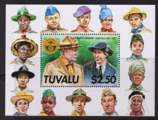 Tuvalu 1987 World Scout Jamboree - Mnh Miniature Sheet - Cat £2 - (16)