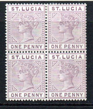 St Lucia Four 1 Penny Stamps C1891 - 98 Unmounted