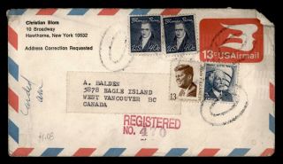 Dr Who 1974 Hawthorne Ny Uprated Airmail Stationery Registered To Canada E38967