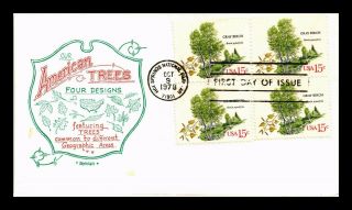 Dr Jim Stamps Us American Trees Art O Pages Fdc Cover Block Of Four Hot Springs