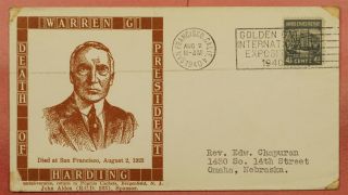 Dr Who 1940 Anniv Death Of President Warren G Harding 46344