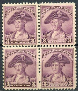 Scott 708 - Single 1932 3¢ Washington Block Of 4 Stamps - - Og - Mnh