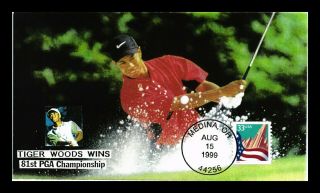 Dr Jim Stamps Us Tiger Woods Pga Golf Championship Event Cover 1999