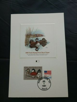 Usa 1981 Duck Stamp First Day​ Of Issue Washington Dc July 1,  1981