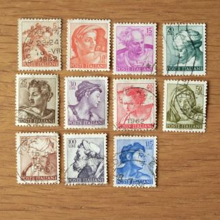Vintage Italian Stamps Set Bundle Italy Sistine Chapel Michelangelo 1960s 1961