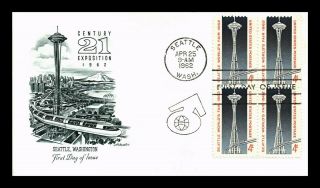 Dr Jim Stamps Us Century 21 Seattle Worlds Fair Fdc Cover Block