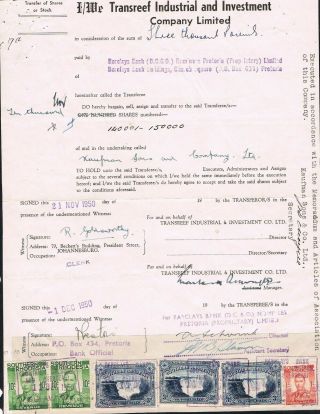 Southern Rhodesia 1950 Document With Gvi 10/ - Revenue X 2 3d V.  Falls X 3 1d X 1