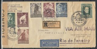 Austria 1947 Reg Airmail Cover To Brasil With Censor / Esperanto Cancel
