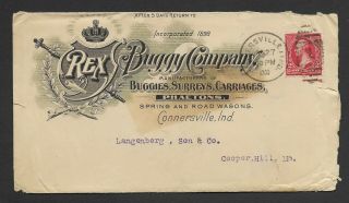 Us Early Advertising Cover 1 - 27 - 1900 Rex Buggy Co.  Connersville In,  With Insert