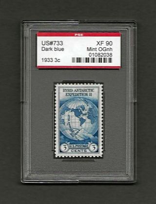 Us 733 1933 3c Byrd Antarctic Expedition Pse Xf 90 Ognh - 01082038