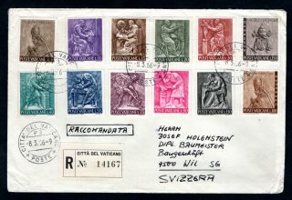 Vatican - 1966 Work & Art Set Registered First Day Cover To Switzerland