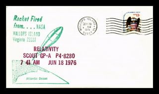 Dr Jim Stamps Us Relativity Scout Rocket Space Event Cover Wallops Island 1976