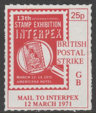 Cinderella 6366 - 1971 Gb Postal Strike - Usa 25p U/m