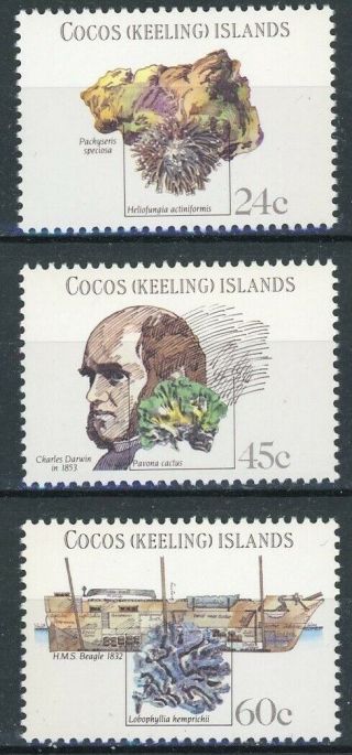 S154344 Cocos Islands Sc 78 - 80 Mnh - Charles Darwin