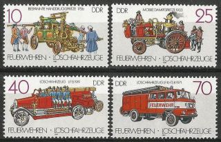 Germany (east) 1987 Mnh - Transport - Fire Engines - Horse - Drawn,  Steam Engine