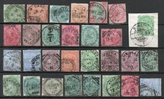 India Q Victoria Stamps Collected For Cancels