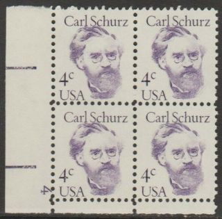 Scott 1847 - 1980 - 85 Great Americans - 4 Cents Carl Schurz Plate Block