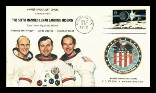 Dr Jim Stamps Us Sixth Manned Lunar Landing Mission Apollo 16 Space Event Cover