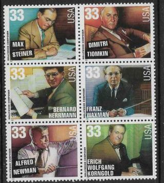 Scott 3339 - 44 Us Stamp 1999 33c Hollywood Composers Block Of 6 Mnh