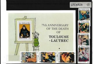 D000287 Paintings 75th Anniversary Death Of Toulouse Lautrec Mnh,  S/s Grenada