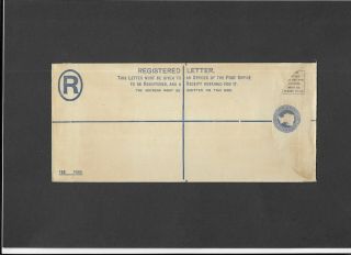 Gb Postal Stationery 1893 Qv 2d Blue Registered Envelope Size H2 H&b Rp20