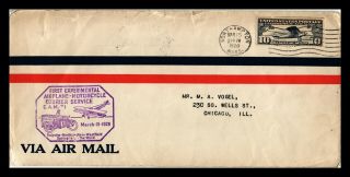 Dr Jim Stamps Us Northampton Cam 1 First Flight Air Mail Legal Cover Chicago