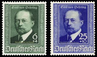 Ebs Germany 1940 Emil Von Behring - Nobel Prize - Michel 760 - 761 Mnh Cv $24
