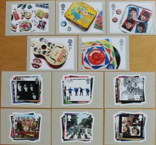 2007 The Beatles,  Set Of 11 Royal Mail Phq Cards