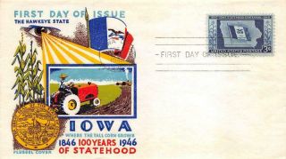 942 3c Iowa Statehood,  Fluegel Multicolor Cachet,  Unaddressed [e536628]