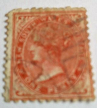 Australia 1862 South Wales Qv One Penny Orange/red Sg207 Stamp See Scan