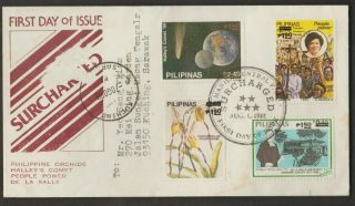 Philippine 1988 Orchids /comet/ People Power Etc On Registered Cover To Sarawak