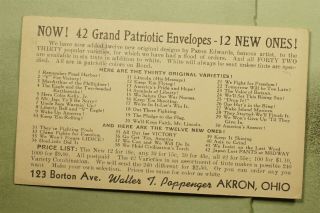 Dr Who 1942 Akron Oh Postal Card Advertising Patriotic Envelope Co E42885