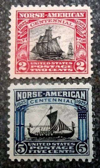 Buffalo Stamps: Scott 620 - 621 Norse American Lot,  Nh/og & Vf