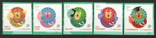 Singapore 2017 Merlion Greetings 1st Local Self Adhesive Comp.  Set 5 Stamps