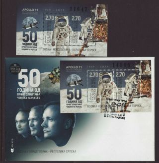 Republic Of Srpska 2019 Fdc - The Moon Landing - M/sheet And Fdc