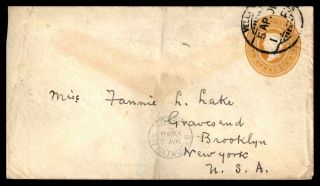 India 1910 Qv Postal Stationery Cover To Us York