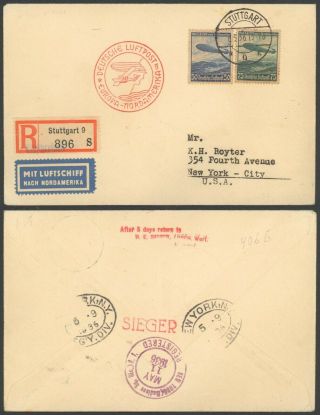 Germany 1936 - Registered Air Mail Cover To York Usa D53