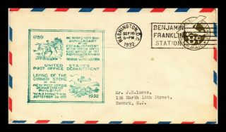 Us Cover Air Mail 8c Postal Stationery Fdc Scott Uc7 Benjamin Franklin Station