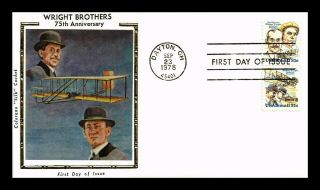 Dr Jim Stamps Us Wright Brothers Air Mail 75 Years Colorano Silk Fdc Cover C92a