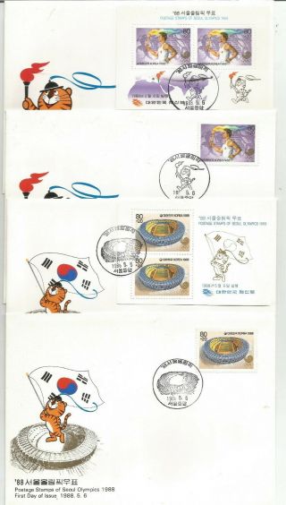 Korea 1988 Olympic Games Seoul 1st Issue First Day Covers
