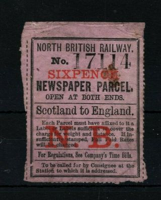 Gb Qv Locals 6d Railway Newspaper Stamp North British Railway Ma203