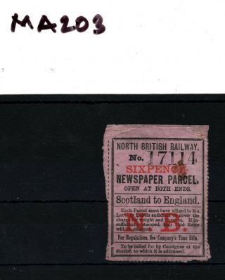 GB QV LOCALS 6d Railway Newspaper Stamp North British Railway MA203 3